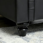 Chesterfield Style PU Faux Leather Lounge Chair with Wooden Legs, Black