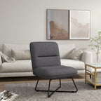 Modern Armchair with Steel Base and Fabric Upholstery, 61x68x83.5cm, Dark Grey