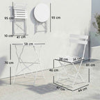 Outsunny Folding Outdoor Bistro Set with Table and 2 Chairs, White