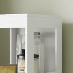 Bathroom Cabinet with 3 Open Shelves and 2 Wooden Drawers, 30x30x141.2 cm, White