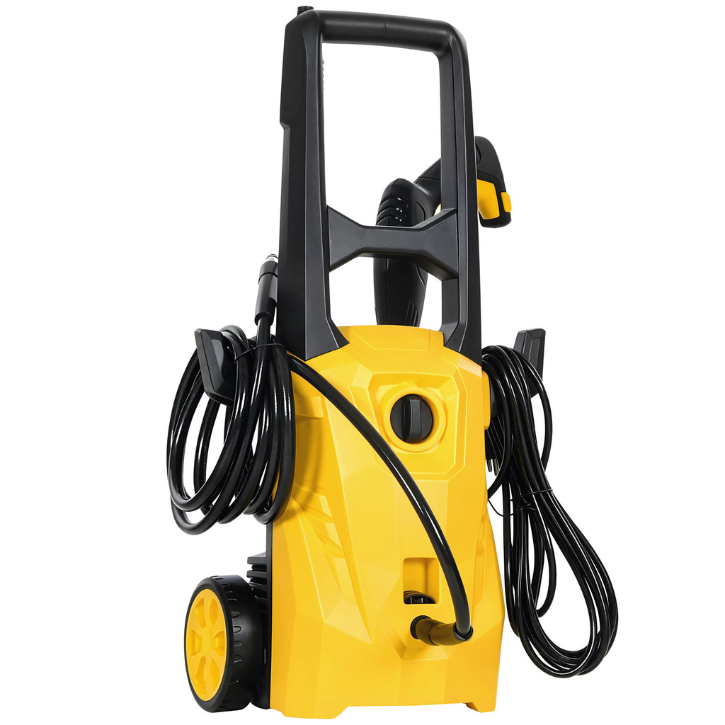 Outsunny 1600W Portable Electric Pressure Washer with Adjustable Nozzle and Wheels, Yellow