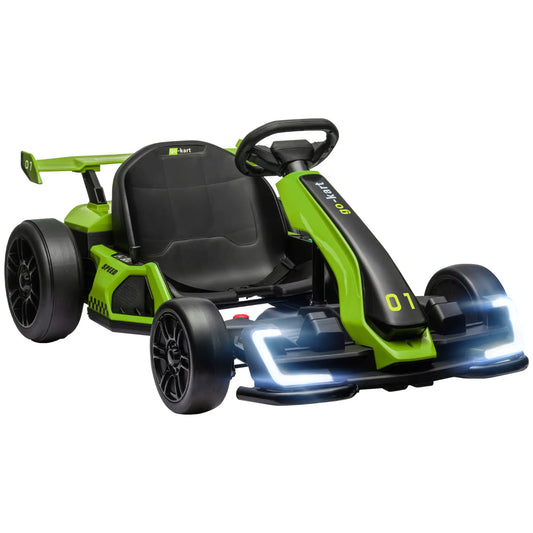 Electric Go Kart for Kids 6-12 Years 24V 12km/h with Adjustable Seat, Green