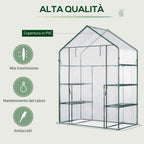 Outsunny Waterproof and UV-Proof PE Garden Greenhouse with Mounting Accessories, 142x73x195 cm, Green