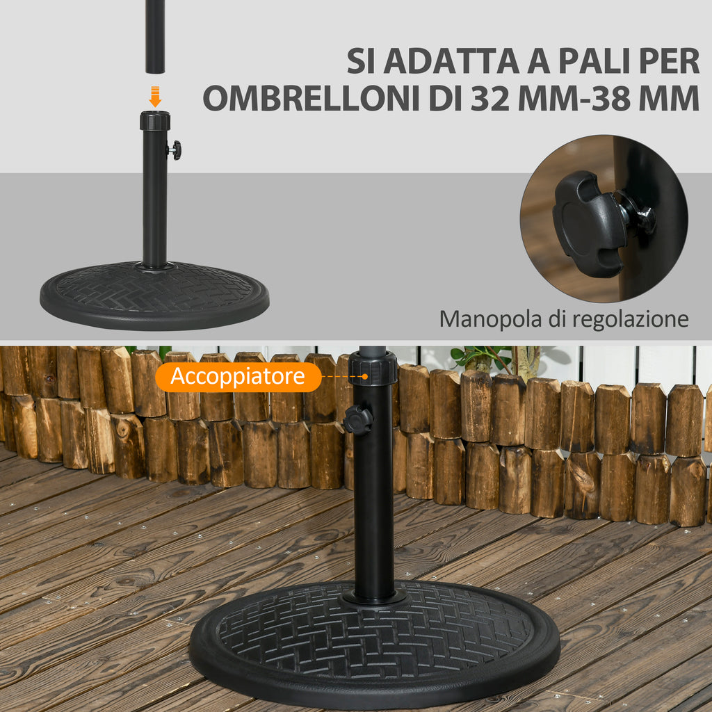14kg Umbrella Base for Ø32-38 mm Poles, Metal and Concrete, Ø46 cm, Black