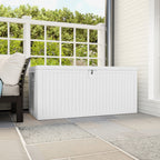 140L Outdoor Trunk in Waterproof and Grooved PE, 140x68x68 cm, White