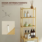 7-Tier Bathroom Shelf Unit Bamboo Storage Unit, 44x33x180 cm, Wood Color