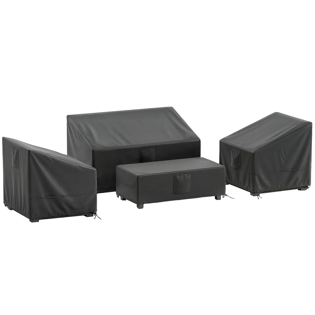 Outsunny 4-Piece Waterproof Garden Furniture Covers, Black