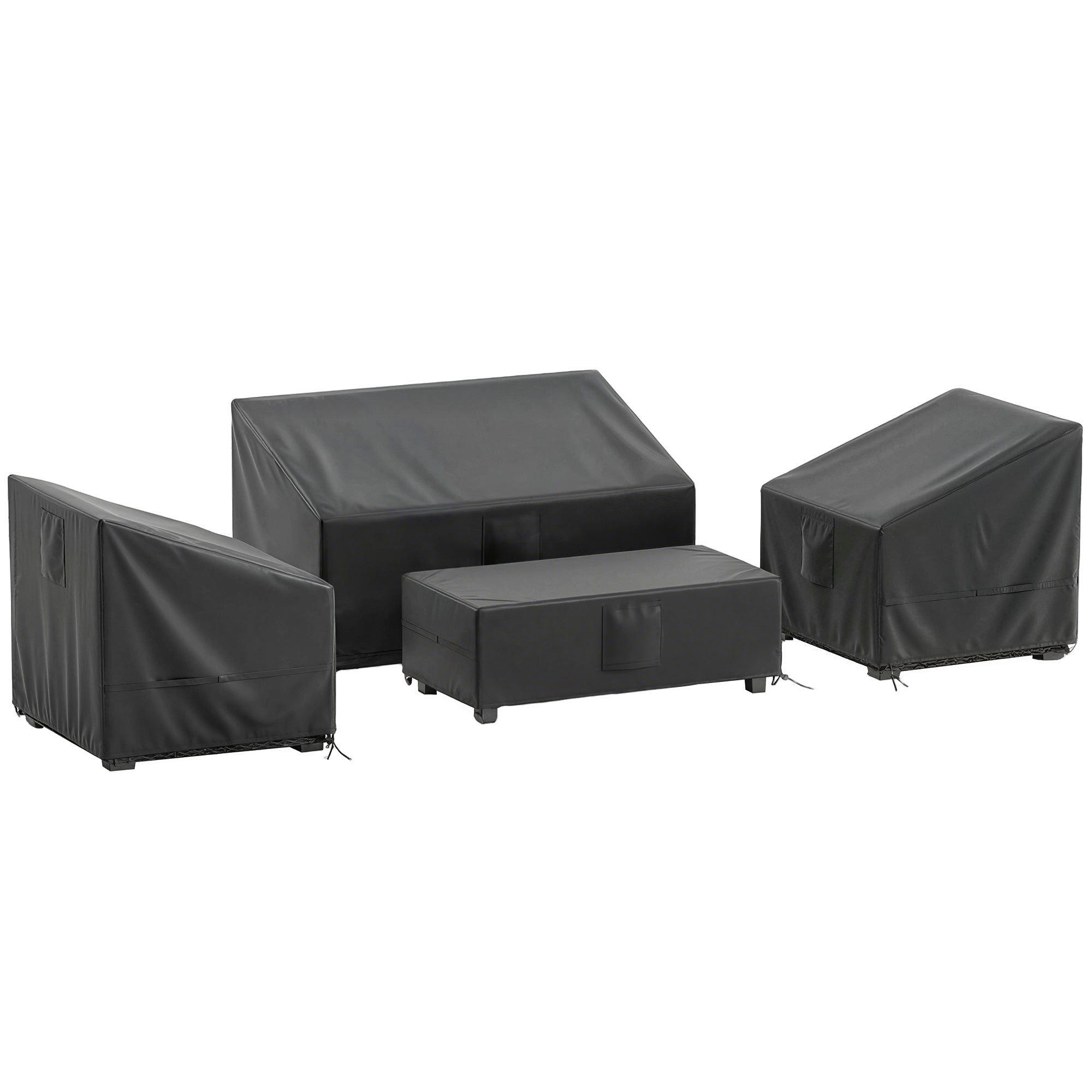 Outsunny 4-Piece Waterproof Garden Furniture Covers, Black