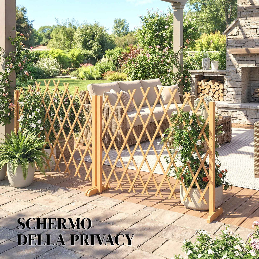 Outsunny 2-Panel Expandable Fence, Wooden Garden, 180x30x103 cm, Brown