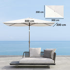 Replacement Cover for Rectangular Umbrella 3x2 m with 6 Ribs, Anti-UV 50+ Polyester, Beige