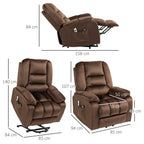 HOMCOM Relaxing Lift Chair, Reclining, Massaging and Heated in Velvet, Brown - Borgè