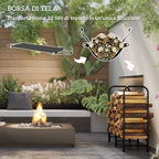 Indoor and Outdoor Metal Log Holder with Firewood Holder and Cover, 120x36x99 cm, Black