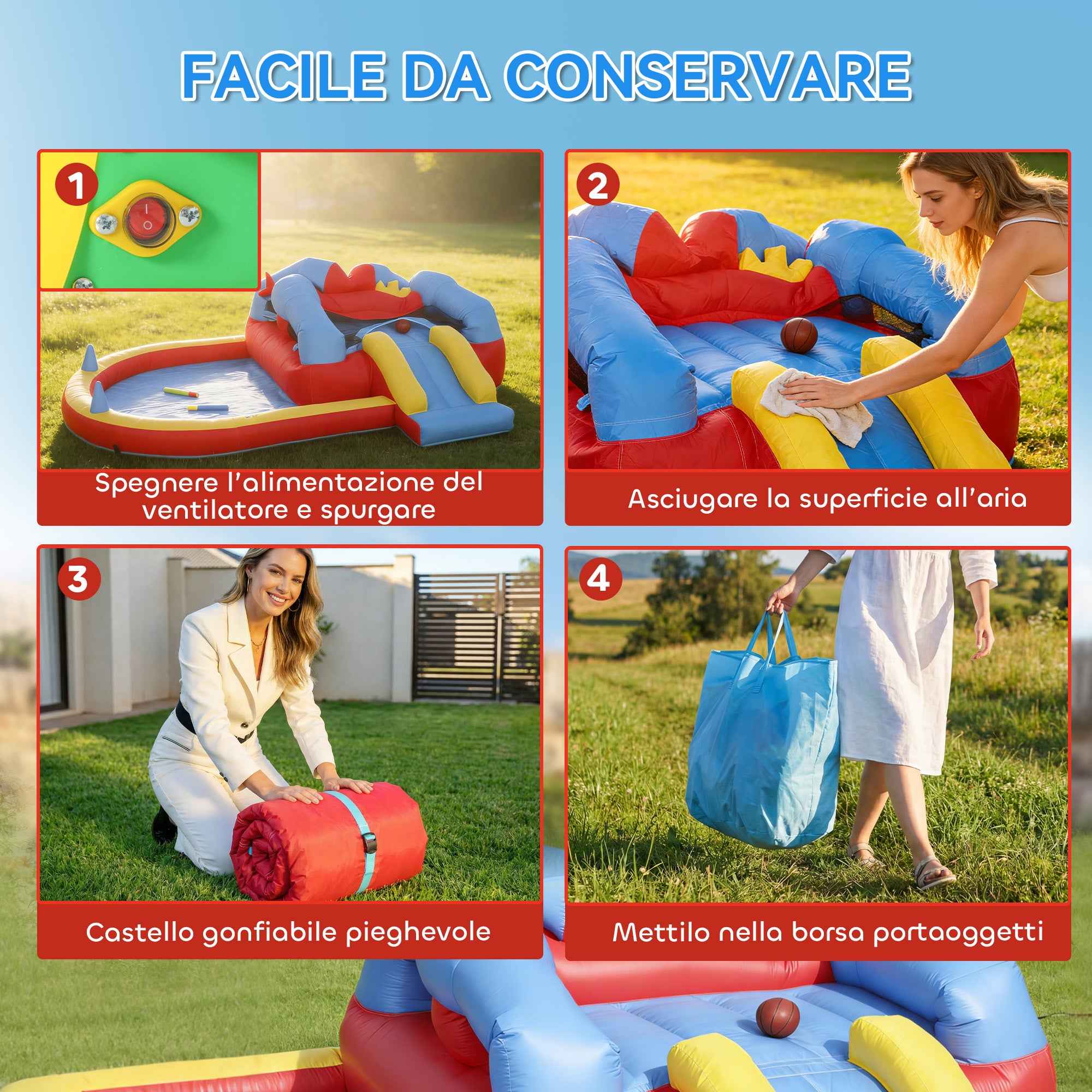 Inflatable Castle for Kids with Slide, Pool/Ball Pit, Basketball Hoop and Blower