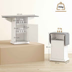 Folding Ironing Board with Wheels, Open Shelf and Cabinet, 121 x 37 x 89 cm, White and Grey