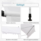 Outsunny 3x1.5m Arm Awning with Crank and Telescopic Structure, White