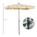 Rectangular and Adjustable Garden Umbrella with Aluminum Pole, 2x1.3x2.5 m, Beige