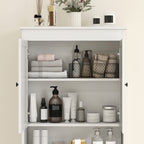 Over-the-Toilet Cabinet with 3 Closed Shelves and Open Shelf, Wooden, 65x22x161 cm, White