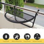 Outsunny Folding Railing Table with 3 Adjustable Heights, Metal, 60x45x50cm, Black