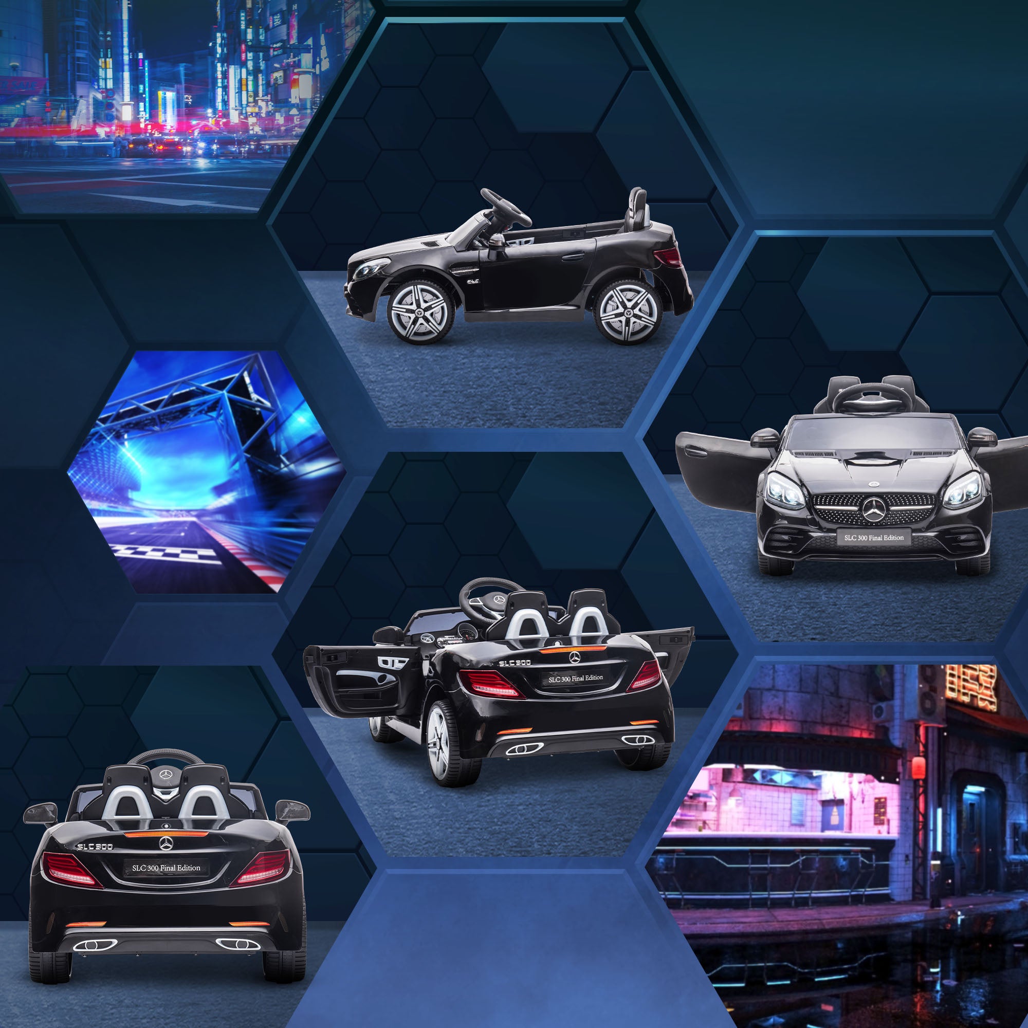 Electric Car for Children Licensed Mercedes SLC 300 with Remote Control, in PP and Metal, 107x62. 5x44 cm, Black