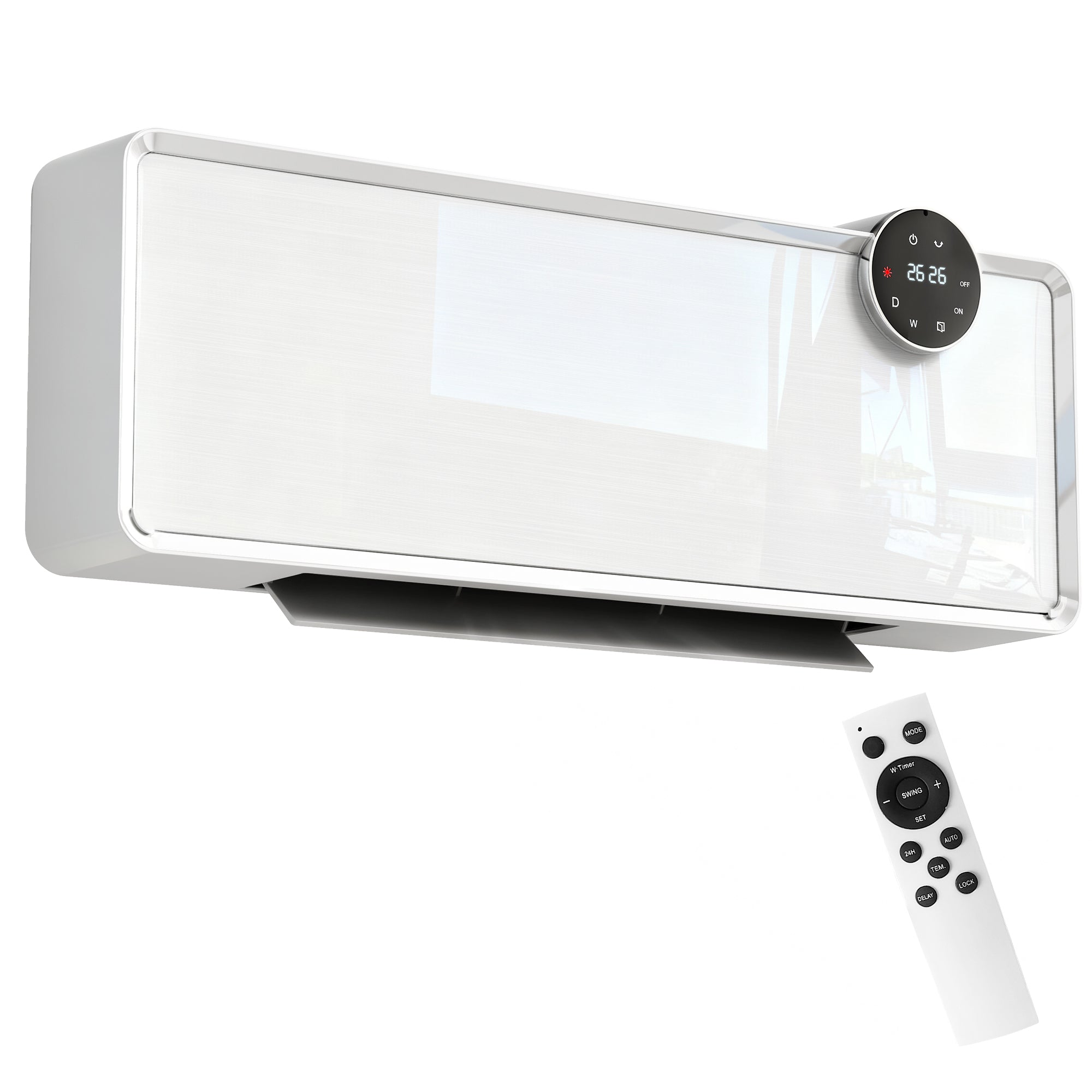 2000W Electric Ceramic Heater Wall Mounted with 3 Modes, Adjustable Temperature, Timer and Remote Control, White