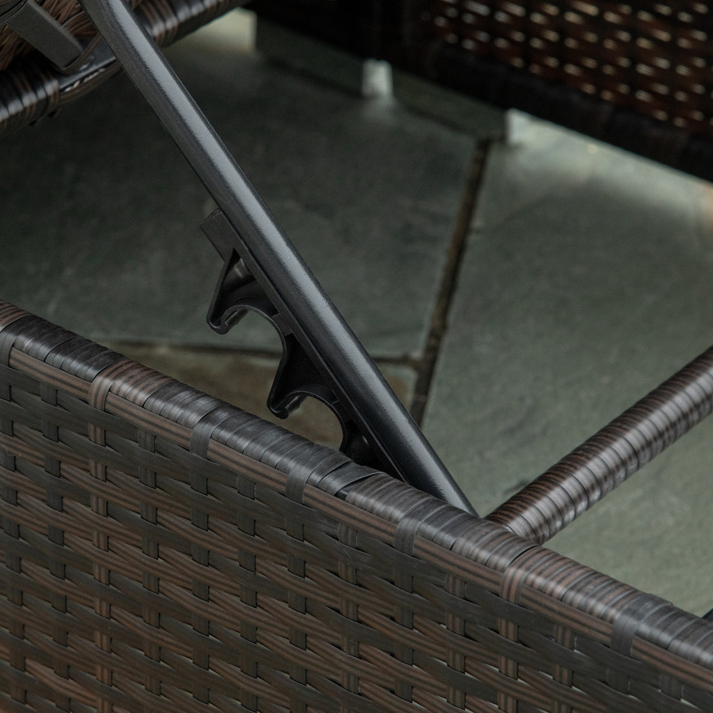 PE Rattan Sun Lounger with 5-Position Reclining Backrest, 195x68x31cm, Brown