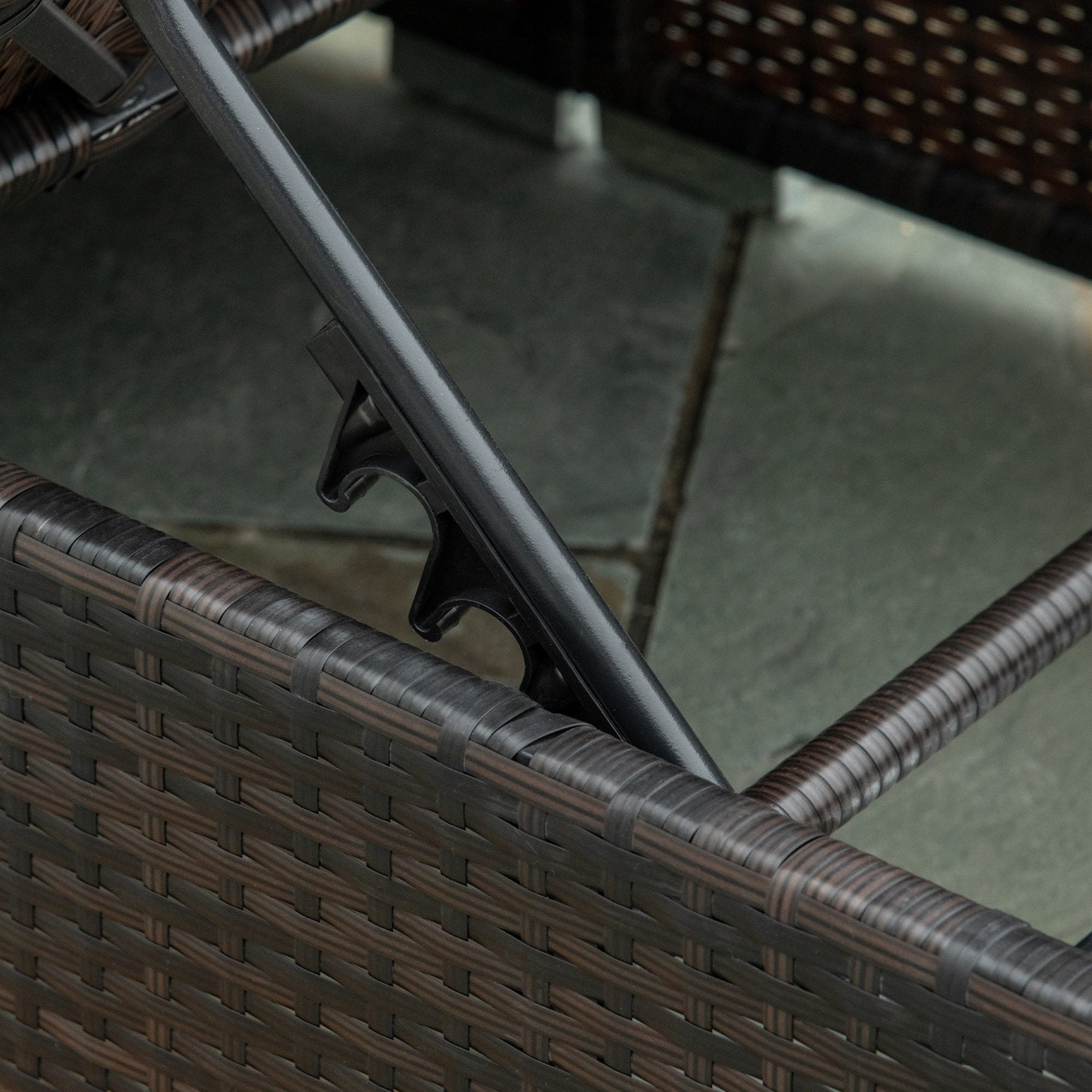 PE Rattan Sun Lounger with 5-Position Reclining Backrest, 195x68x31cm, Brown