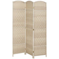HOMCOM 3-Panel Folding Room Divider, 135x180cm, Woven PP and Pine Wood Screen, Oak