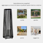 Outsunny Solar LED Garden Lantern with Charging Panel in Rattan and Metal, Ø21.5x61cm, Black