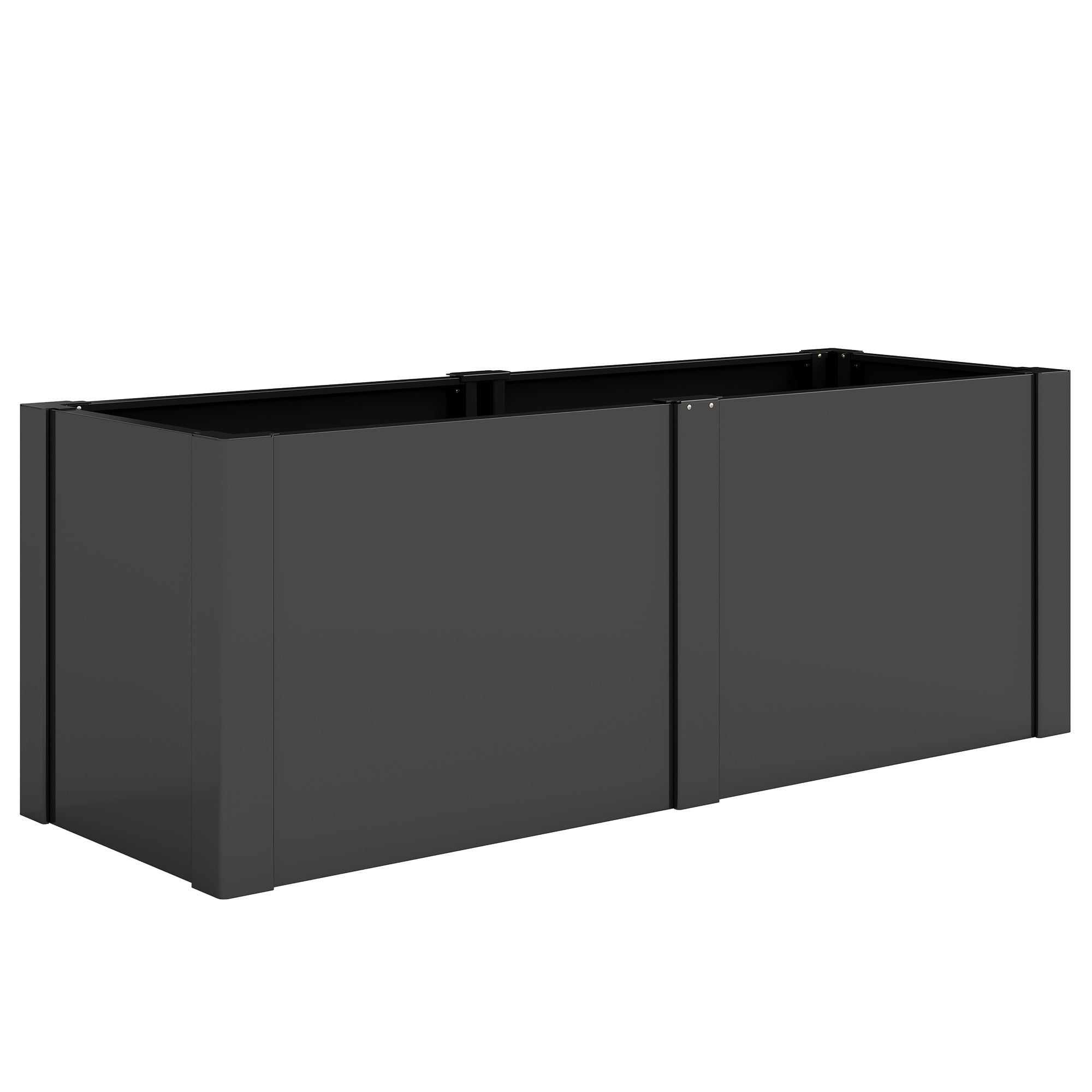 Outsunny Steel Raised Garden Bed with Divider, Reinforced Corners and Secure Edge, Open Bottom, Black