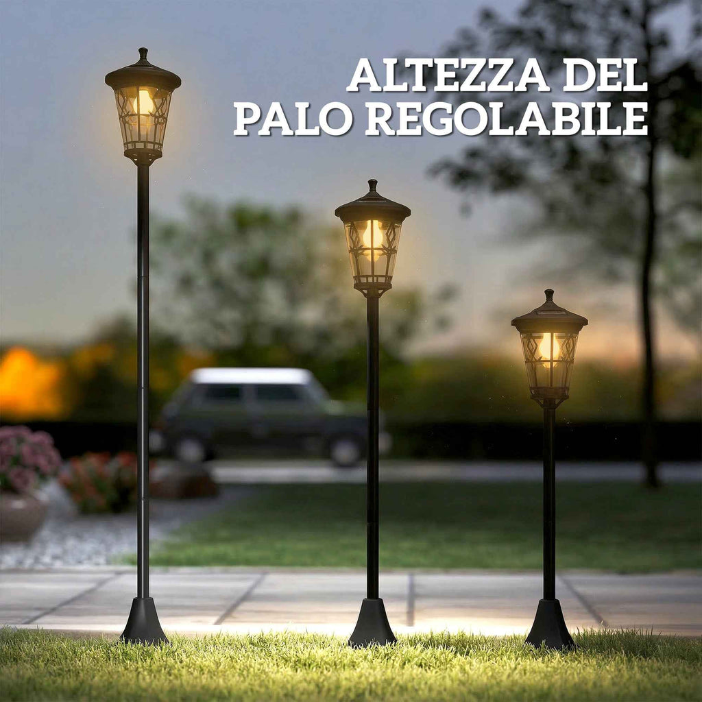 Outsunny Set of 2 Solar Garden Lights 1.86m, Stainless Steel Street Lights