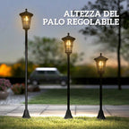 Outsunny Set of 2 Solar Garden Lights 1.86m, Stainless Steel Street Lights