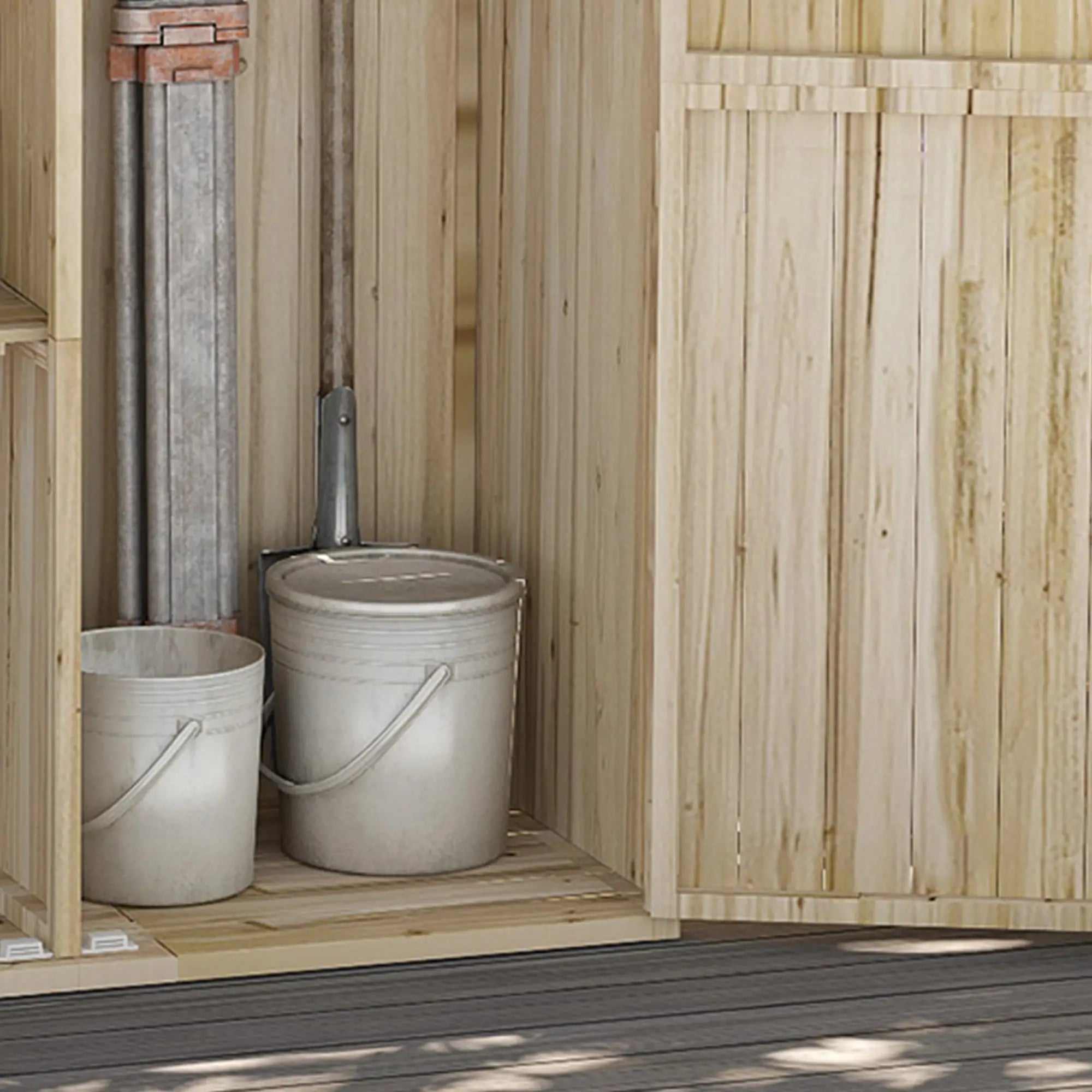 Garden Shed in Fir Wood with 2 Doors and Shelves, 120x57x183cm, Natural - Borge' Group Limited