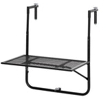 Folding and Adjustable Metal Railing Table, 60x60x57-72cm, Black