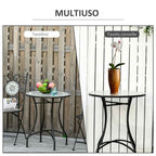 Outsunny Black Metal and Ceramic Garden and Outdoor Coffee Table