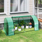 Outsunny Steel Tunnel Greenhouse with PVC Cover, 200x100x80 cm, Green
