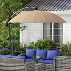 Decentralized Garden Umbrella 2.7m with Crank Opening and 16 Fiberglass Ribs, Khaki - Borgè