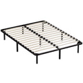 HOMCOM Industrial Double Bed with 28 Slats and Storage Space, in Wood and Steel, 190x140x31 cm, Black and Wood