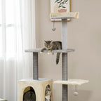 Cat Scratching Post 156cm Tall with Bed, House and Sisal Scratching Posts - Borge' Group Limited