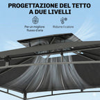 Outsunny Garden Gazebo Outdoor Gazebo Double Roof 3x3 m Dark Grey