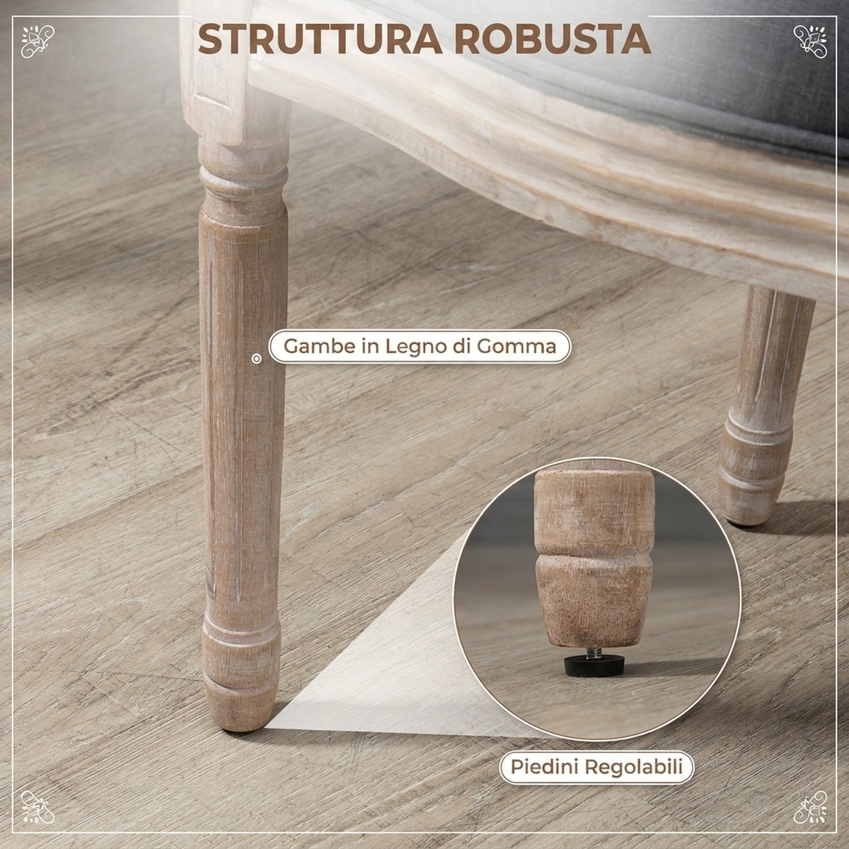 HOMCOM Set of 2 Dining Chairs in Linen-Effect Fabric with Perforated Rattan Backrest, Wooden Legs, Grey