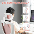 Adjustable and Reclining Office Chair with Removable Headrest, Mesh Fabric, 60x59x114-122 cm, Pink