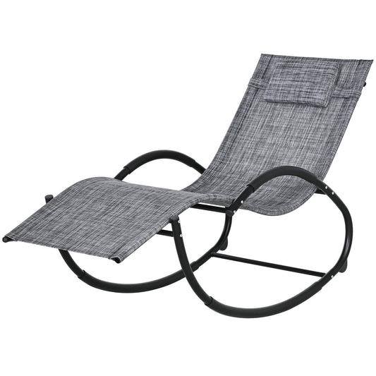 Outsunny Waterproof Outdoor Zero-Gravity Rocking Deck Chair with Headrest, 155x61x88 cm, Gray - Borgè