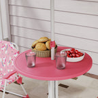AIYAPLAY Kids Picnic Table and Chair Set with Pink Umbrella