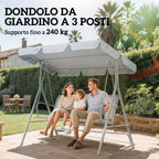 Outsunny 3-Seater Garden Swing with Removable Sun Canopy, 171x108x154 cm, Light Grey