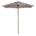Garden Umbrella with 6 Ribs in Wood and Polyester Fabric, 2.5x2.3m, Gray - Borgè