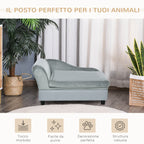 Dog Sofa with Storage and Cushion, Wood and Polyester, 76x45x43 cm, Light Grey