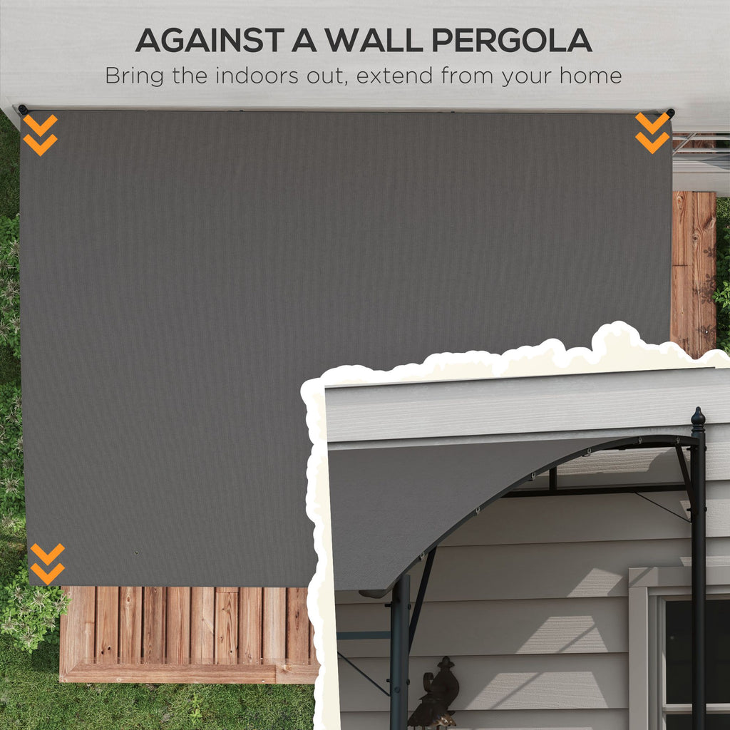 Outsunny Pergola Gazebo with 3 drainage, metal and polyester holes, 400x296x200/262 cm, dark gray - Borgè