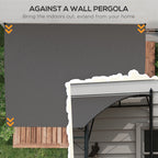 Outsunny Pergola Gazebo with 3 drainage, metal and polyester holes, 400x296x200/262 cm, dark gray - Borgè