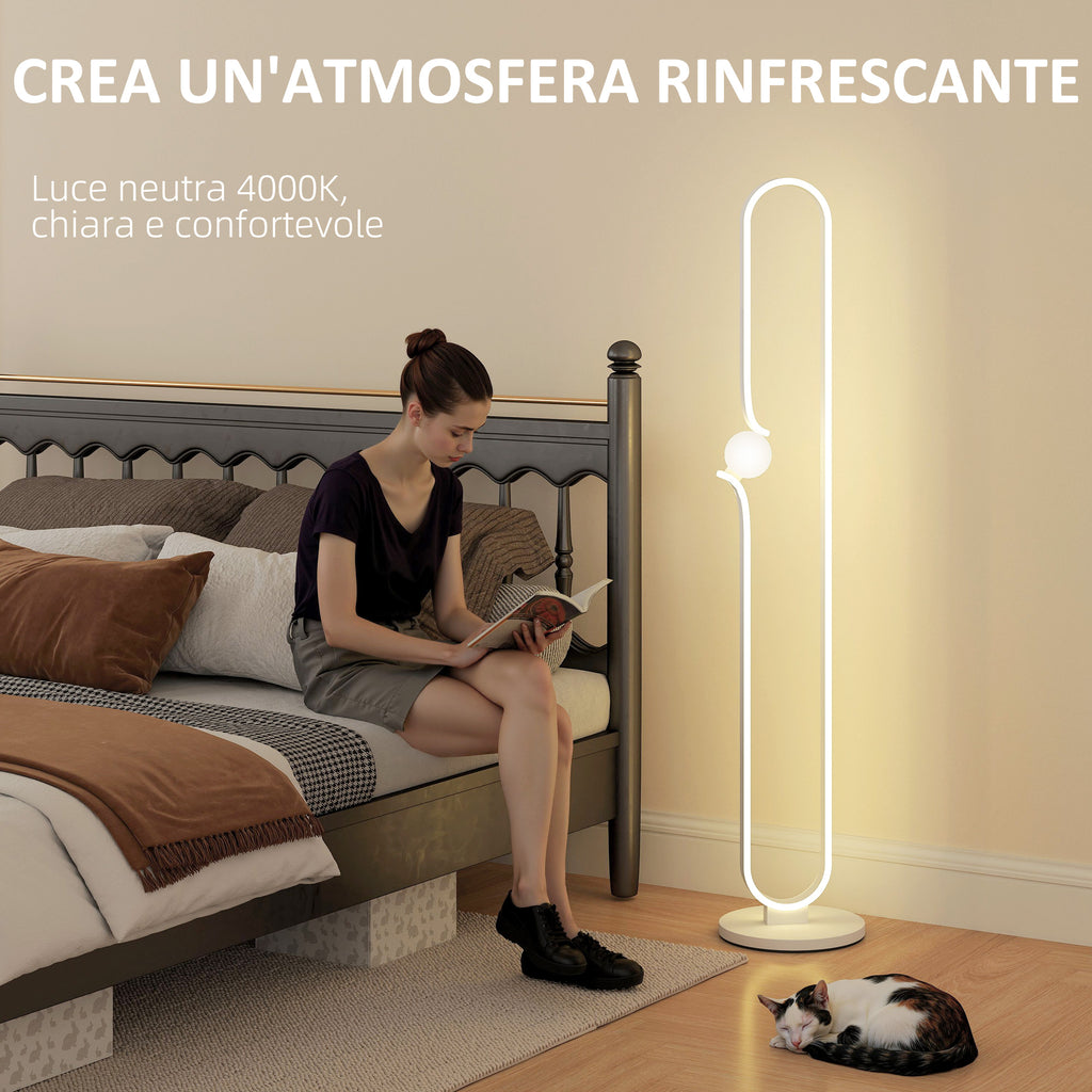 LED Floor Lamp in the Shape of a Musical Note with Adjustable Brightness and Pedal, 28x28x145 cm, White