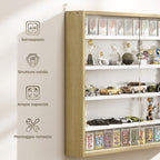 4-Tier Adjustable Wooden Notice Board with Glass Doors, 80x9.5x60 cm, White and Wood Color